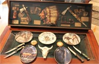 Native American Collector Box, Plates & Knives