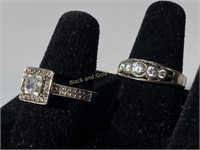 (2) Sterling Silver & Cubic Zirconium Rings