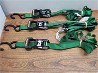 3 Green Ratchet Tie Downs