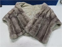 vintage Fur Shawl Grey Shoulder Coat~Throw