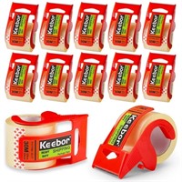 Packing Tape with Dispenser, 12 Rolls Clear Shipin