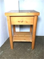 Wooden Side Table with Drawer & Lower Slat