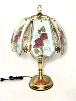 Touch Lamp with Floral Glass Panels
