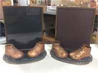 Pair of Bronze Baby Shoes and Frames