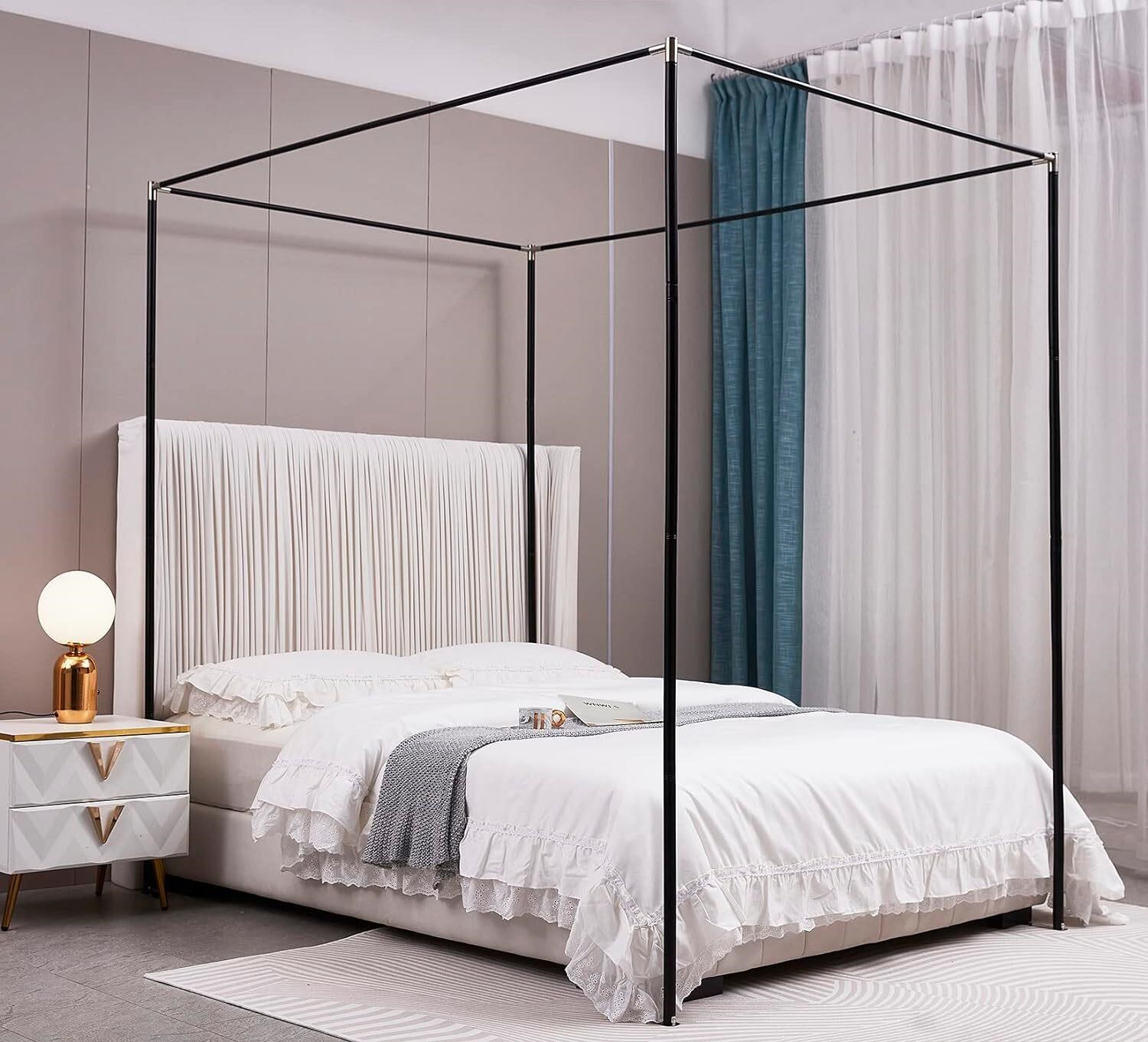 Black Queen Size Mengersi Canopy Bed Frame