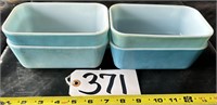 4 Vintage Blue Pyrex Dishes