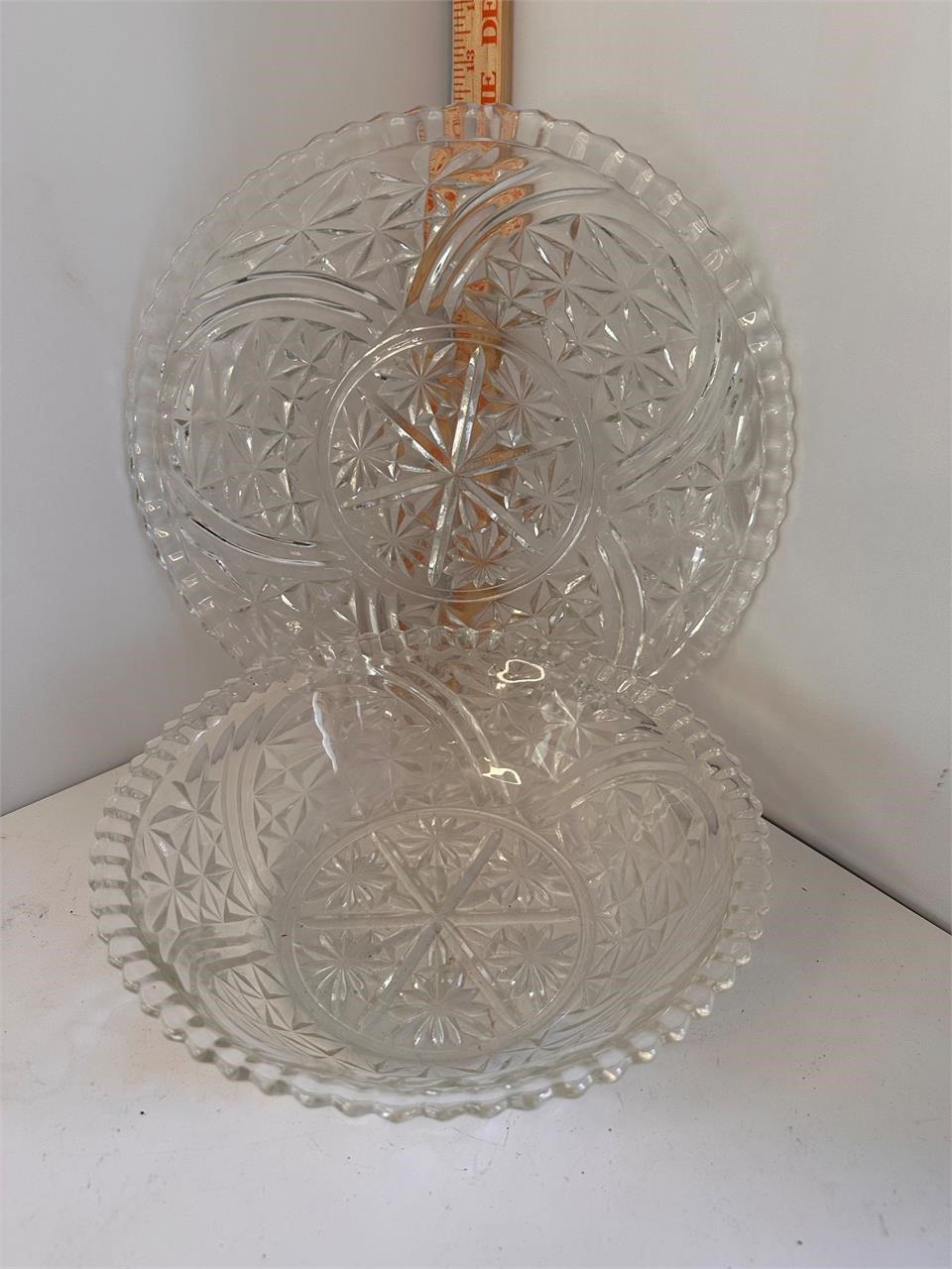 Crystal serving plate and bowl