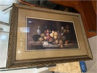 XL framed fall decor Marble floral grapes