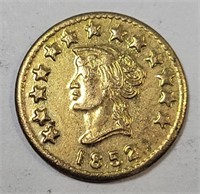 1852 CA Gold Token 1/2 Dollar Round Liberty Head