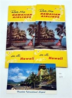 Vintage Hawaiian Airlines Route Map, Honolulu Intl