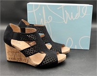 Life Stride Cork Black Suede Ladies Heels