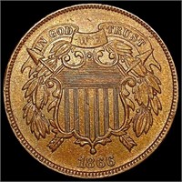 1866 Two Cent Piece CLOSELY UNCIRCULATED