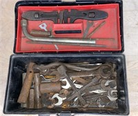 Plastic Toolbox of Old Wrenches.  NO SHIPPING