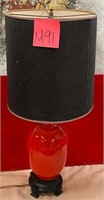 43 - NEW WMC RED TABLE LAMP W/ BLACK SHADE (M91)