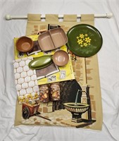 Vintage: Wall Hanging, Buffet Trays, (3) Army