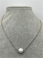 Sterling Silver Cultured Coin Pearl Necklace