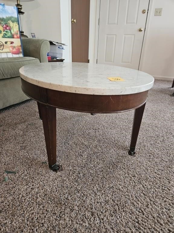 Oval Italian marble top coffee table