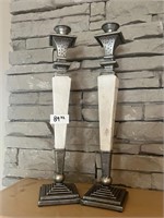 2 Marble Candle Holders