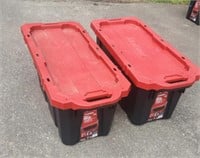 (2) Husky 45gal Latch & Stack Totes on Wheels