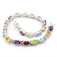 Sterling Silver Natural Gemstone Bracelet