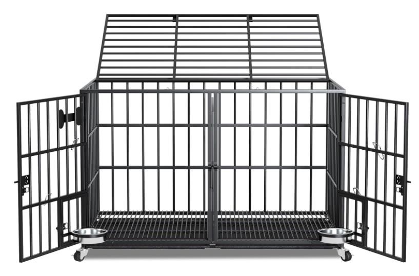 Katrawu 42in Heavy Duty Dog Cage Metal Kennel