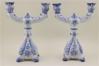 Pr Blue & White Candleabra. Portugal