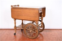 Colonial Early American Maple Drop Leaf Bar Cart