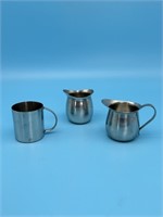 3 German & Japan Stainless Steel Cups / Creamer