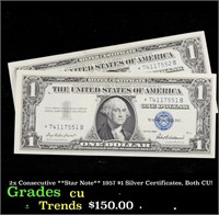 2x Consecutive **Star Note** 1957 $1 Silver Certif