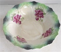 Antique German Scalloped Bowl with Grape Clusters