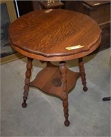 Antique Tiger Oak Lamp Table