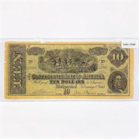 1864 $10 LG Confederate States of America Legal