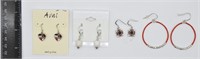(4) PAIRS OF RED & WHITE STERLING EARRINGS