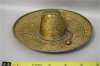 Vtg Mexico Brass Sombrero Hat Hanging Wall Pc