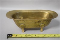 Vtg Solid Brass Clawfoot Tub Dish 5 5/8" L