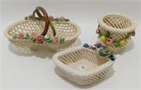 * 3 Small Italian Porcelain Baskets