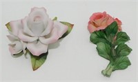 * 2 Capodimonte Italian Porcelain Flowers