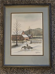 Framed Watercolor Painting By M. Thiel
