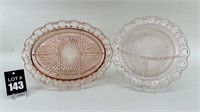 Pink Depression Glass Serving Plates (2)