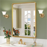 24x36 Inch Rectangular Gold Bathroom Mirror