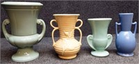 (4) Vintage Handled Pottery Vases