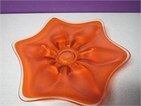 Hand Made Orange Glass Flower Plate