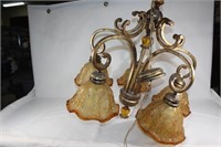 Amber Glass Hanging Chandelier - works