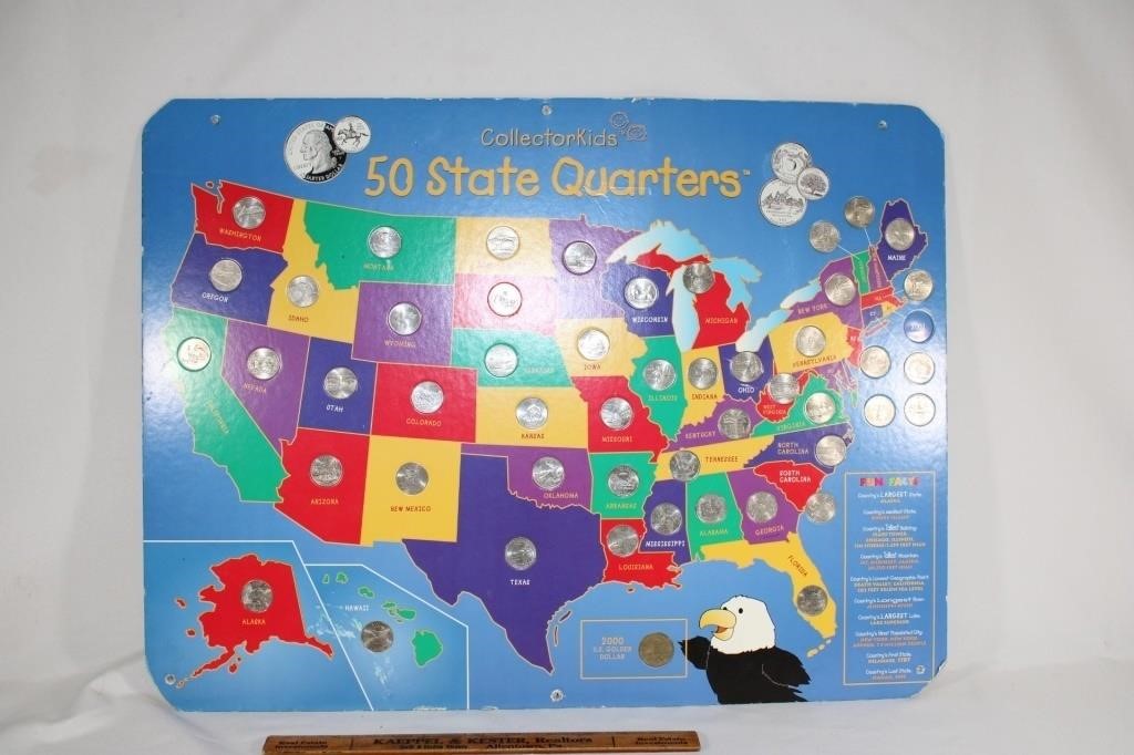 Collector Kids 50 State Quarters Map -Complete