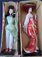 PAIR OF ASIAN DOLLS WITH FANCY DRESS 1 JAPAN