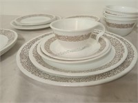 Corelle Woodland Brown Dinnerware Service for 4