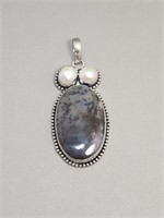 Dendritic Opal Sterling Silver Pendant- Shell/