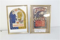 2 FRAMED CARBOARD ADVERTISING PIECES