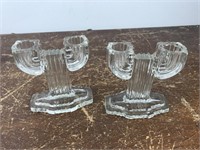 Pair Glass Candle Holders