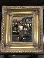 Artist Signed Oil on Board Gold Frame
